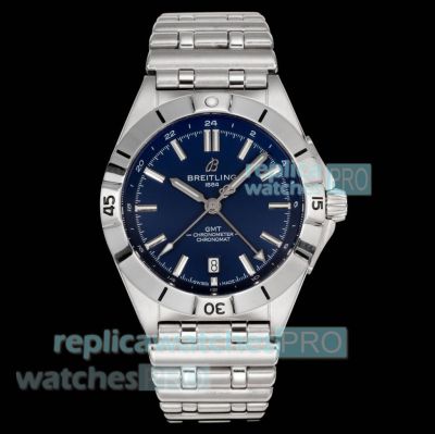 Swiss Replica Breitling Chronomat Automatic GMT 40mm Watch with Deep Blue Dial 